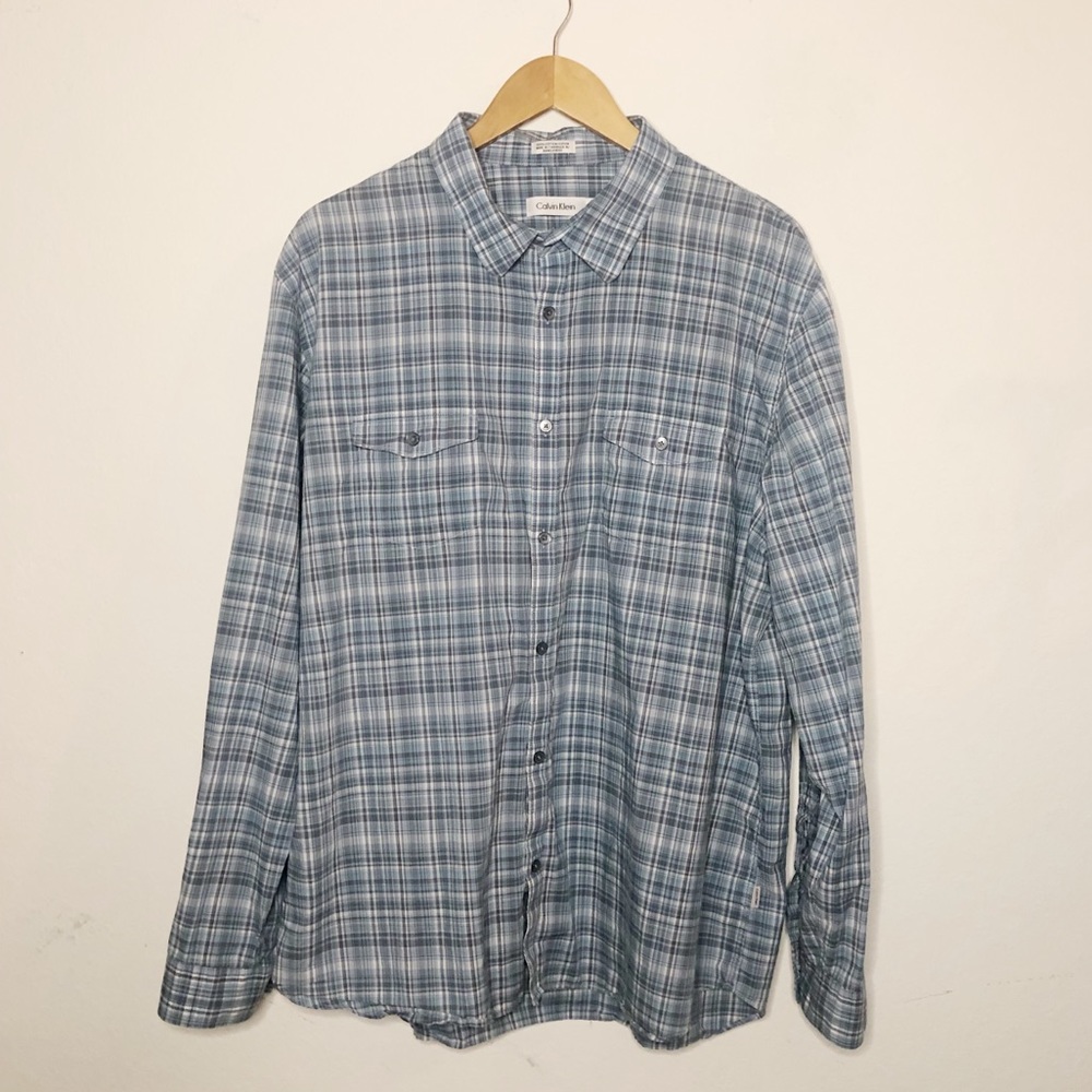 Calvin Klein Plaid Button Front Flannel Shirt XXL